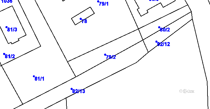 Parcela st. 79/2 v KÚ Tušť, Katastrální mapa