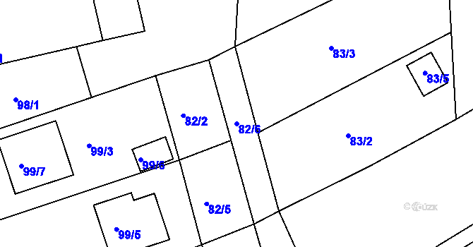 Parcela st. 82/6 v KÚ Tušť, Katastrální mapa