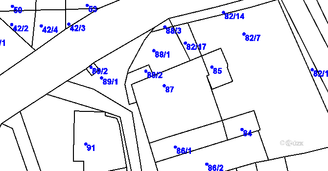 Parcela st. 87 v KÚ Tušť, Katastrální mapa