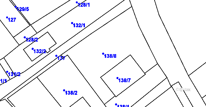 Parcela st. 138/8 v KÚ Tušť, Katastrální mapa