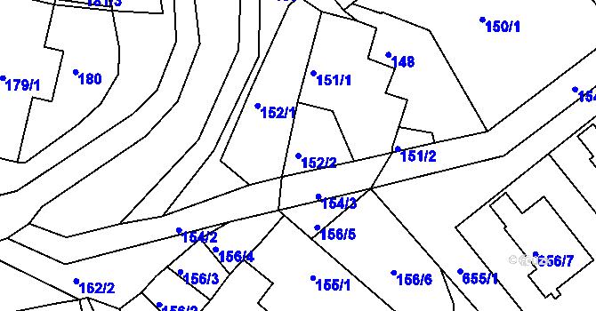 Parcela st. 152/2 v KÚ Tušť, Katastrální mapa