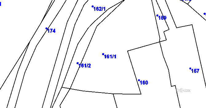 Parcela st. 161/1 v KÚ Tušť, Katastrální mapa
