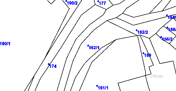 Parcela st. 162/1 v KÚ Tušť, Katastrální mapa