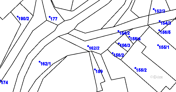 Parcela st. 162/2 v KÚ Tušť, Katastrální mapa