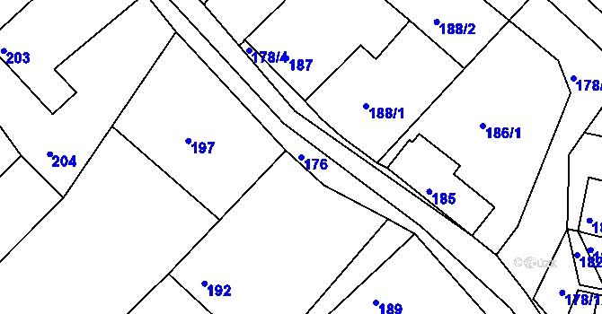 Parcela st. 176 v KÚ Tušť, Katastrální mapa