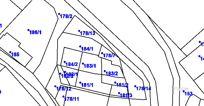Parcela st. 178/7 v KÚ Tušť, Katastrální mapa
