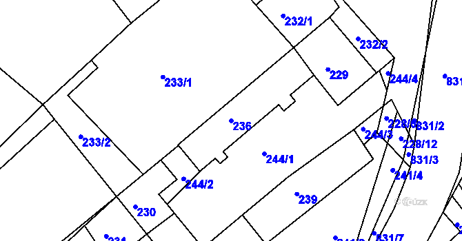 Parcela st. 236 v KÚ Tušť, Katastrální mapa