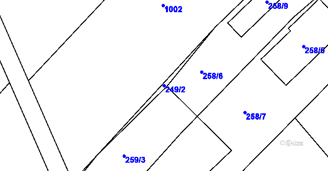 Parcela st. 249/2 v KÚ Tušť, Katastrální mapa