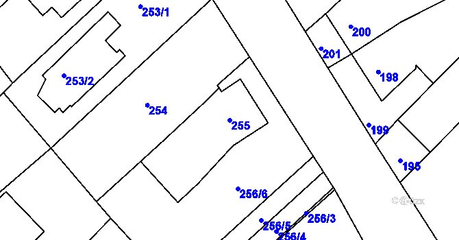 Parcela st. 255 v KÚ Tušť, Katastrální mapa