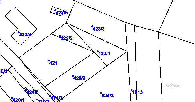 Parcela st. 422/1 v KÚ Tušť, Katastrální mapa