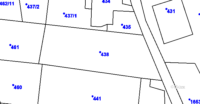 Parcela st. 438 v KÚ Tušť, Katastrální mapa