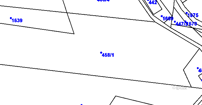 Parcela st. 458/1 v KÚ Tušť, Katastrální mapa