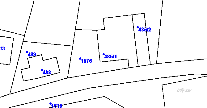 Parcela st. 485/1 v KÚ Tušť, Katastrální mapa