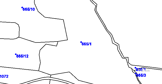 Parcela st. 665/1 v KÚ Tušť, Katastrální mapa