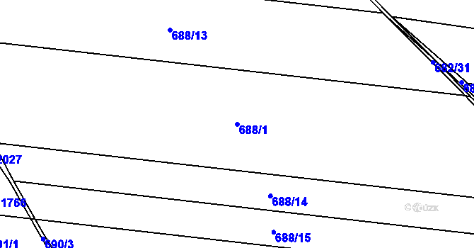 Parcela st. 688/1 v KÚ Tušť, Katastrální mapa