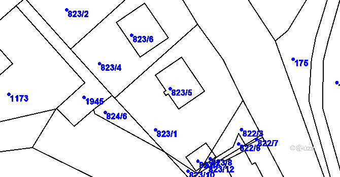 Parcela st. 823/5 v KÚ Tušť, Katastrální mapa