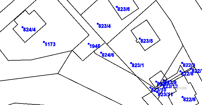 Parcela st. 824/6 v KÚ Tušť, Katastrální mapa