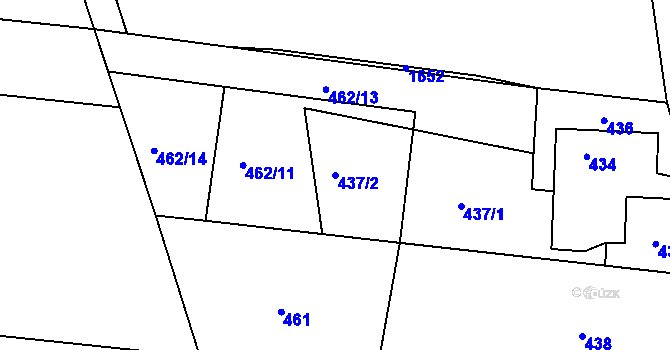 Parcela st. 437/2 v KÚ Tušť, Katastrální mapa