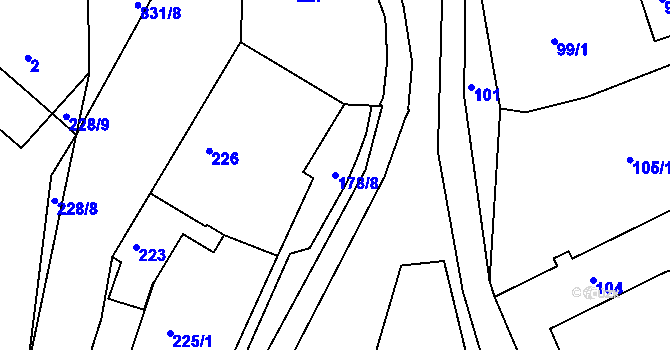 Parcela st. 178/8 v KÚ Tušť, Katastrální mapa