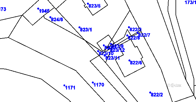 Parcela st. 823/10 v KÚ Tušť, Katastrální mapa