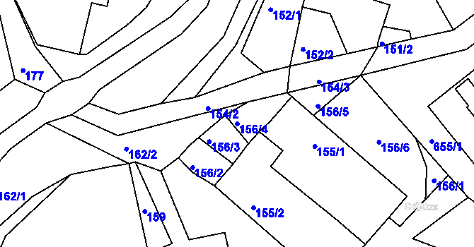 Parcela st. 156/4 v KÚ Tušť, Katastrální mapa