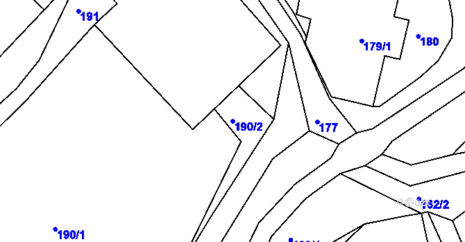 Parcela st. 190/2 v KÚ Tušť, Katastrální mapa