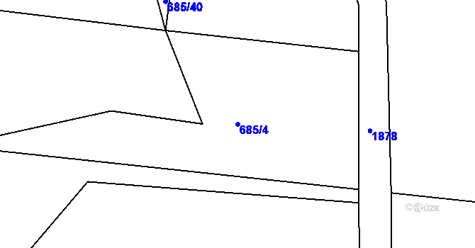 Parcela st. 685/4 v KÚ Tušť, Katastrální mapa