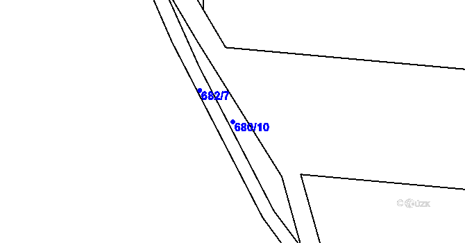 Parcela st. 680/10 v KÚ Tušť, Katastrální mapa