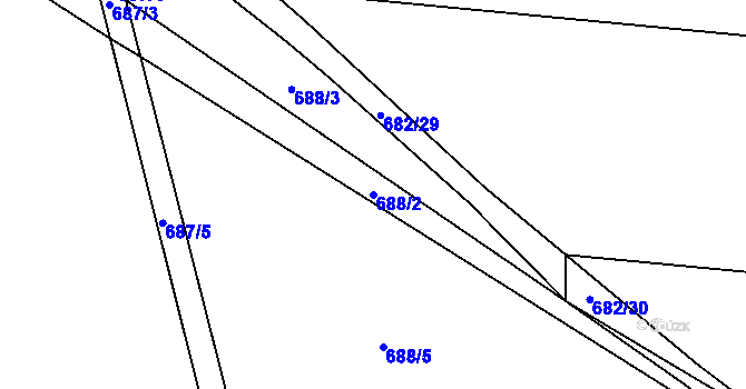 Parcela st. 688/2 v KÚ Tušť, Katastrální mapa