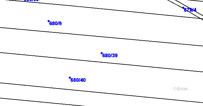 Parcela st. 680/39 v KÚ Tušť, Katastrální mapa