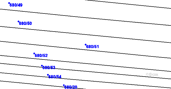 Parcela st. 680/51 v KÚ Tušť, Katastrální mapa
