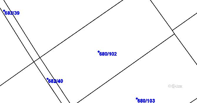 Parcela st. 680/102 v KÚ Tušť, Katastrální mapa