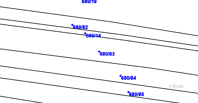 Parcela st. 680/83 v KÚ Tušť, Katastrální mapa