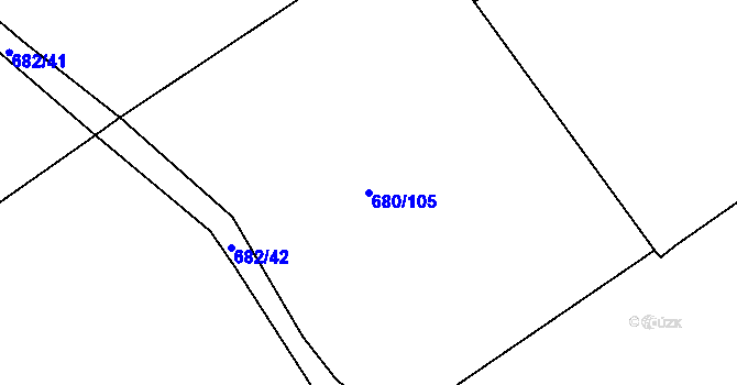 Parcela st. 680/105 v KÚ Tušť, Katastrální mapa