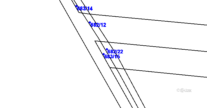 Parcela st. 683/15 v KÚ Tušť, Katastrální mapa