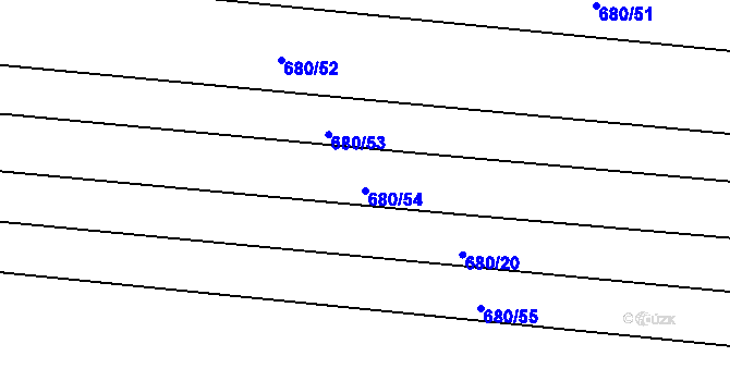 Parcela st. 680/54 v KÚ Tušť, Katastrální mapa