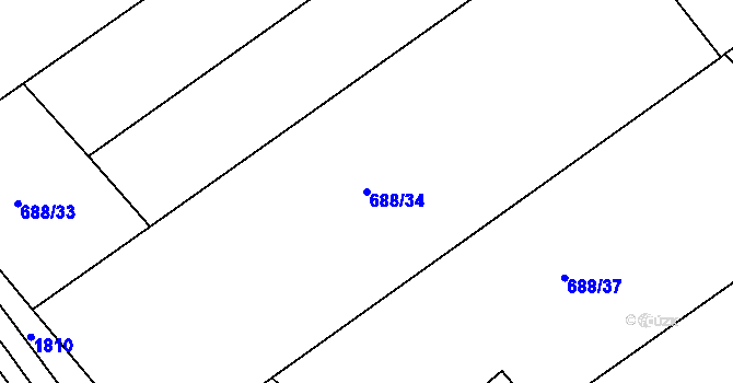 Parcela st. 688/34 v KÚ Tušť, Katastrální mapa