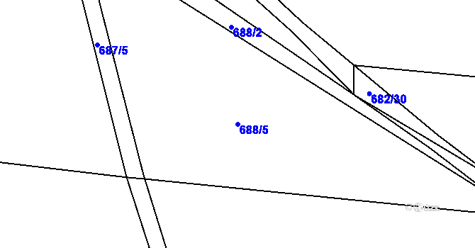 Parcela st. 688/5 v KÚ Tušť, Katastrální mapa