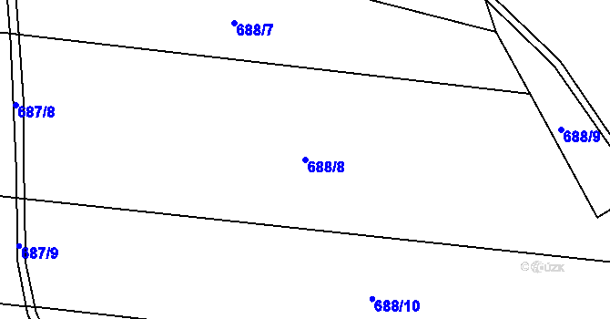 Parcela st. 688/8 v KÚ Tušť, Katastrální mapa