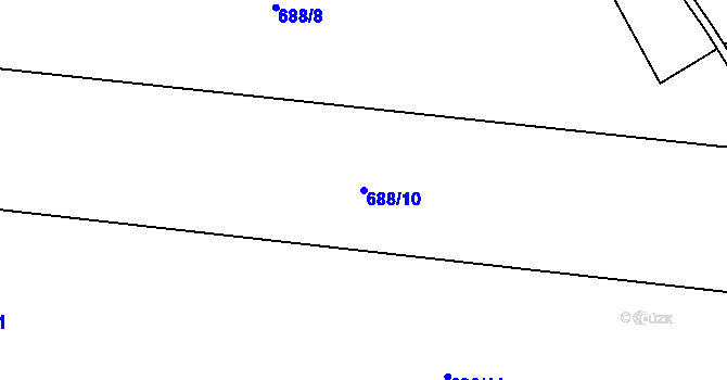 Parcela st. 688/10 v KÚ Tušť, Katastrální mapa