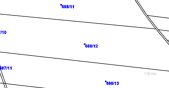 Parcela st. 688/12 v KÚ Tušť, Katastrální mapa