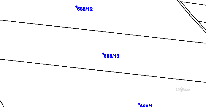 Parcela st. 688/13 v KÚ Tušť, Katastrální mapa