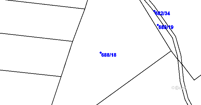 Parcela st. 688/18 v KÚ Tušť, Katastrální mapa