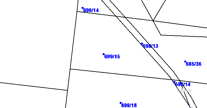 Parcela st. 699/15 v KÚ Tušť, Katastrální mapa