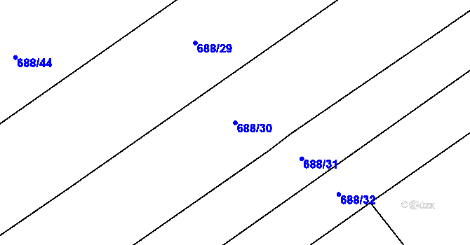 Parcela st. 688/30 v KÚ Tušť, Katastrální mapa