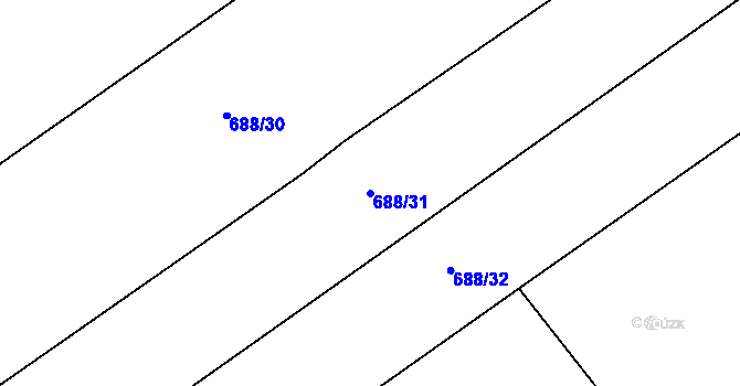 Parcela st. 688/31 v KÚ Tušť, Katastrální mapa