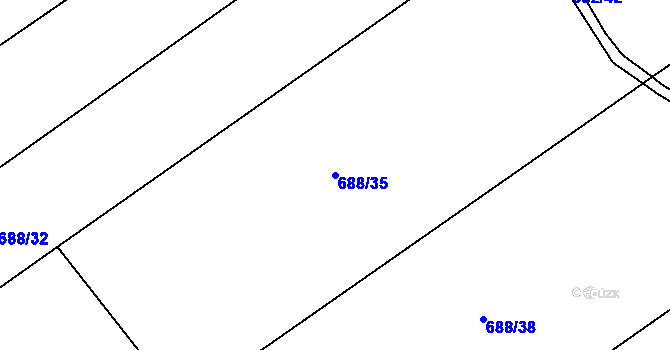 Parcela st. 688/35 v KÚ Tušť, Katastrální mapa