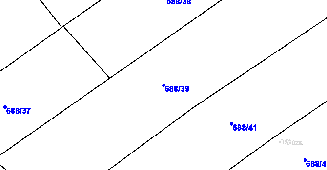 Parcela st. 688/39 v KÚ Tušť, Katastrální mapa
