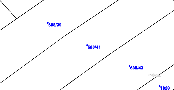 Parcela st. 688/41 v KÚ Tušť, Katastrální mapa