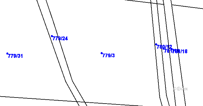 Parcela st. 779/3 v KÚ Tušť, Katastrální mapa